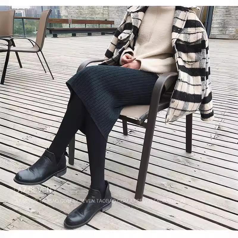 High-Waisted Knit Bodycon Skirt for Autumn/Winter 2025 - European & American Style, Mid-Length with Slit.