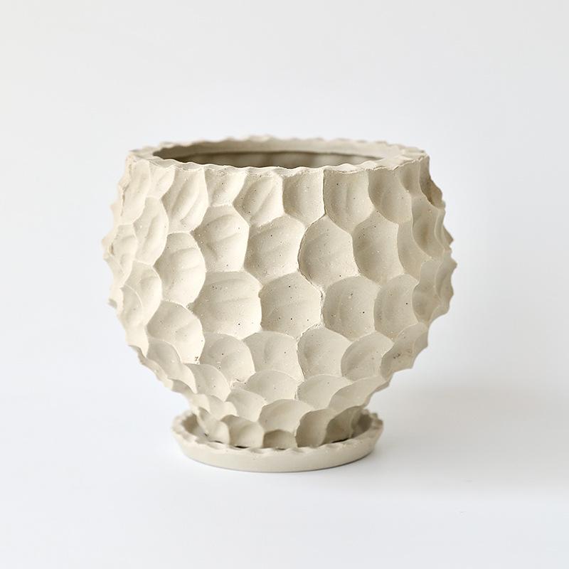 Creative Ceramic Succulent Pot for Phalaenopsis & Cyclamen - Rough Pottery Ornament