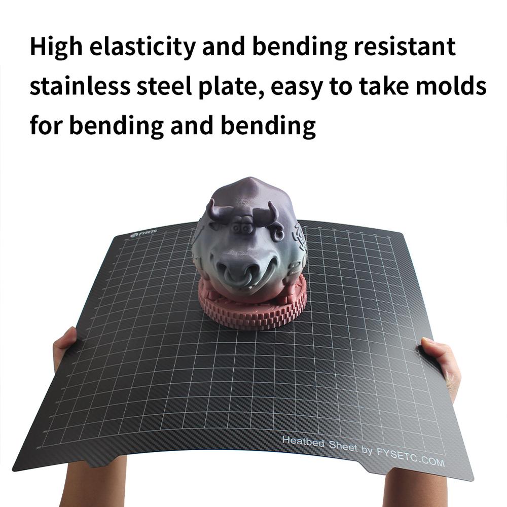 430x430mm PEI Build Plate 3D Print Bed Double Side Powdercoating PEI + Smooth Carbon Fiber Surface