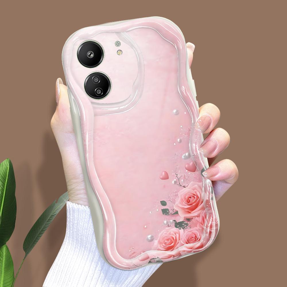 Cute Cartoon Pattern Cream Texture Casing Wavy Edge Soft Silicone Cover Phone Case for Xiaomi Redmi