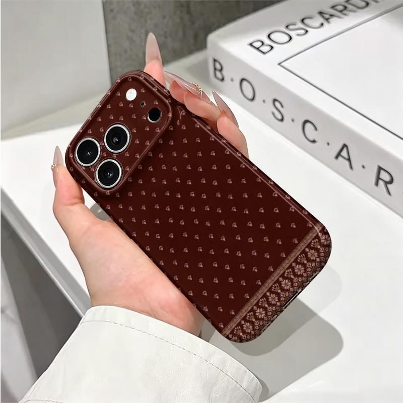 Sophisticated Ditsy Floral Border Trim Geometric Pattern Art Graphic Film Aesthetic Protective Case Cover For iPhone 14 15 16 Pro Max Plus