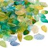 Pandahall 150Pcs Green Leaf Beads Transparent Glass Crystal Tree Leaves Pendants Tiny Green Leaf Bead Caps for DIY Spring Craft Earring Bracelet