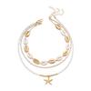 Multilayer Shell Starfish Heishi Beads Necklace for Women Bohemian Sea Star Clavicle Chain Fashion Beach Party Jewelry Gift