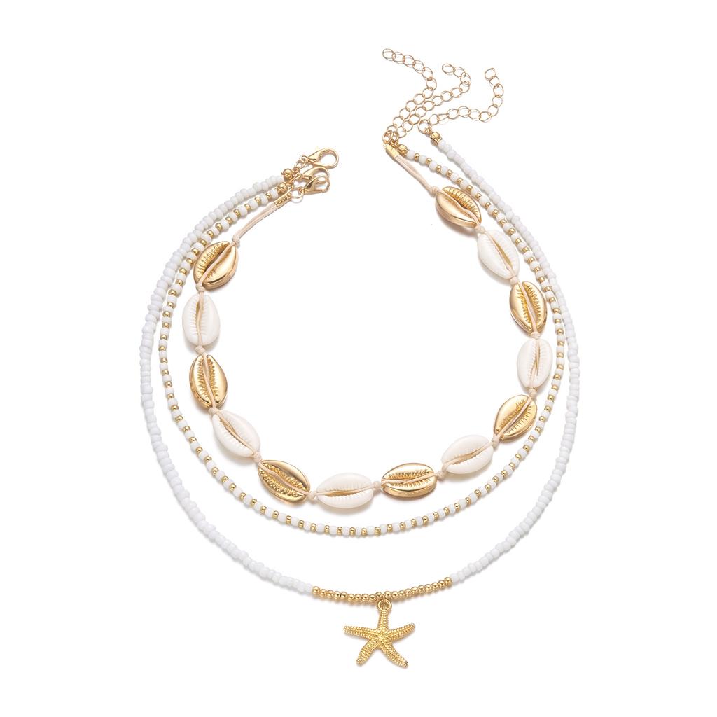 Multilayer Shell Starfish Heishi Beads Necklace for Women Bohemian Sea Star Clavicle Chain Fashion Beach Party Jewelry Gift