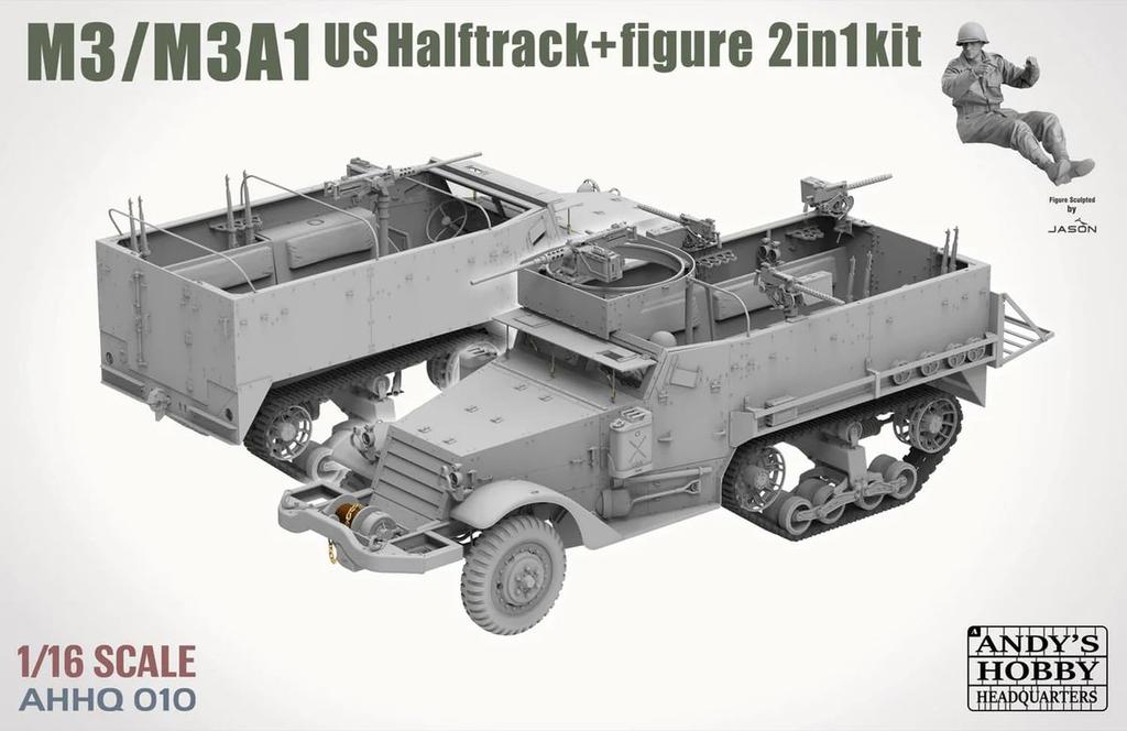 Takom 1/16 Scale American M3/M3A1 Half-Track 2-in-1 Plastic Model TKOAHHQ-010 (Tank)