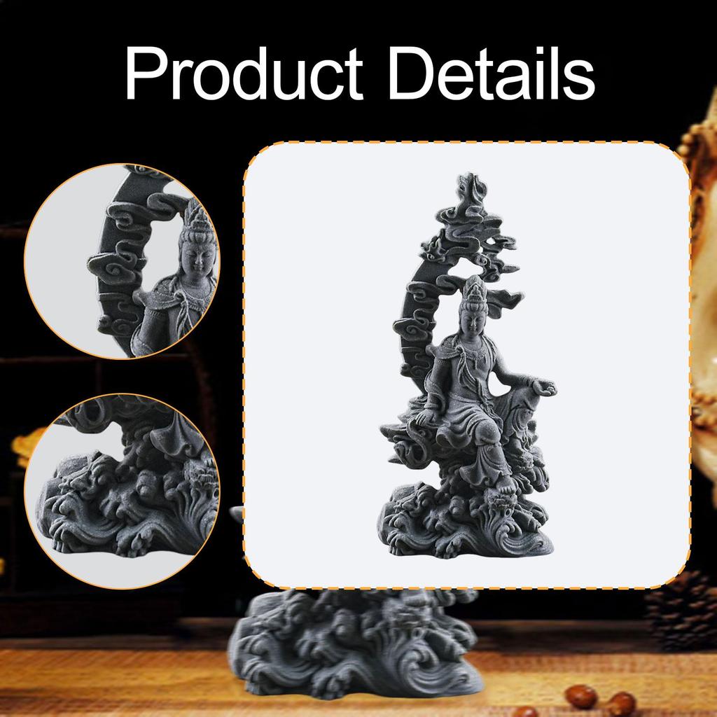 Guan Yin Statue Traditional Ornament Collection Decoration Female Buddha Sculpture for Living Room Office Bedroom Desktop