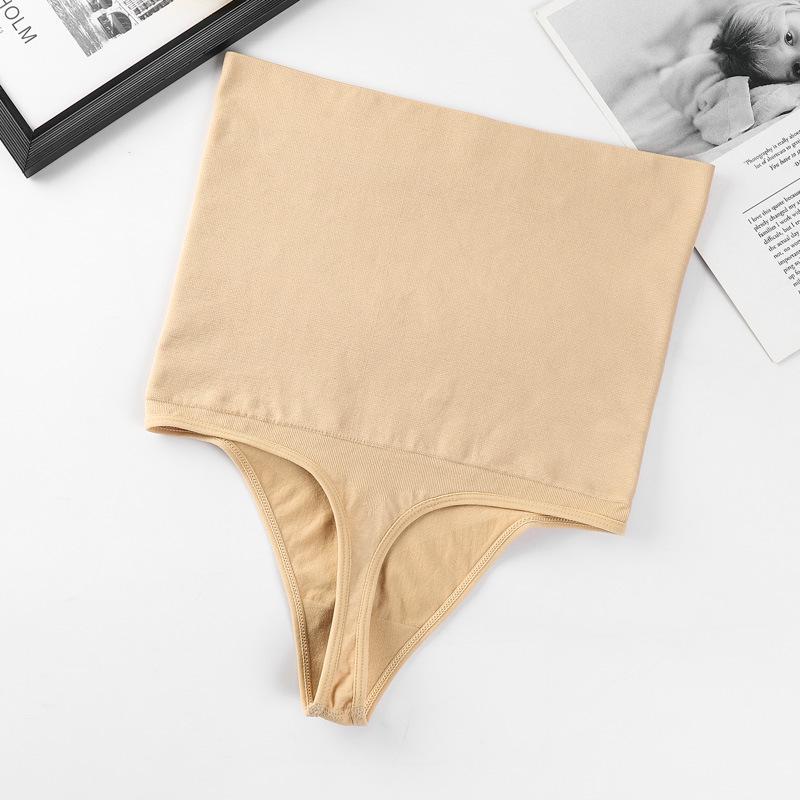 

Бесшовные трусики-стринги с высокой талией и контролем живота для женщин - Моделирующие тело, подтягивающие бедра Т-образные трусы S/M (45-60 kg) телесный