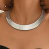 Exaggerated Personality Geometry Gold Color Striped Metal Wide Plain Circle Necklace for Women Hip-hop Fashion Chokers Jewelry