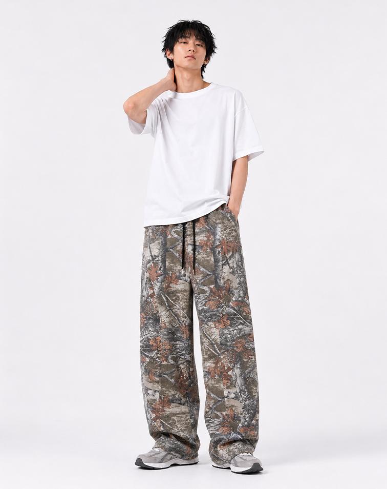 Mugeon Camo Curved Elastic Waist Pants _Gray