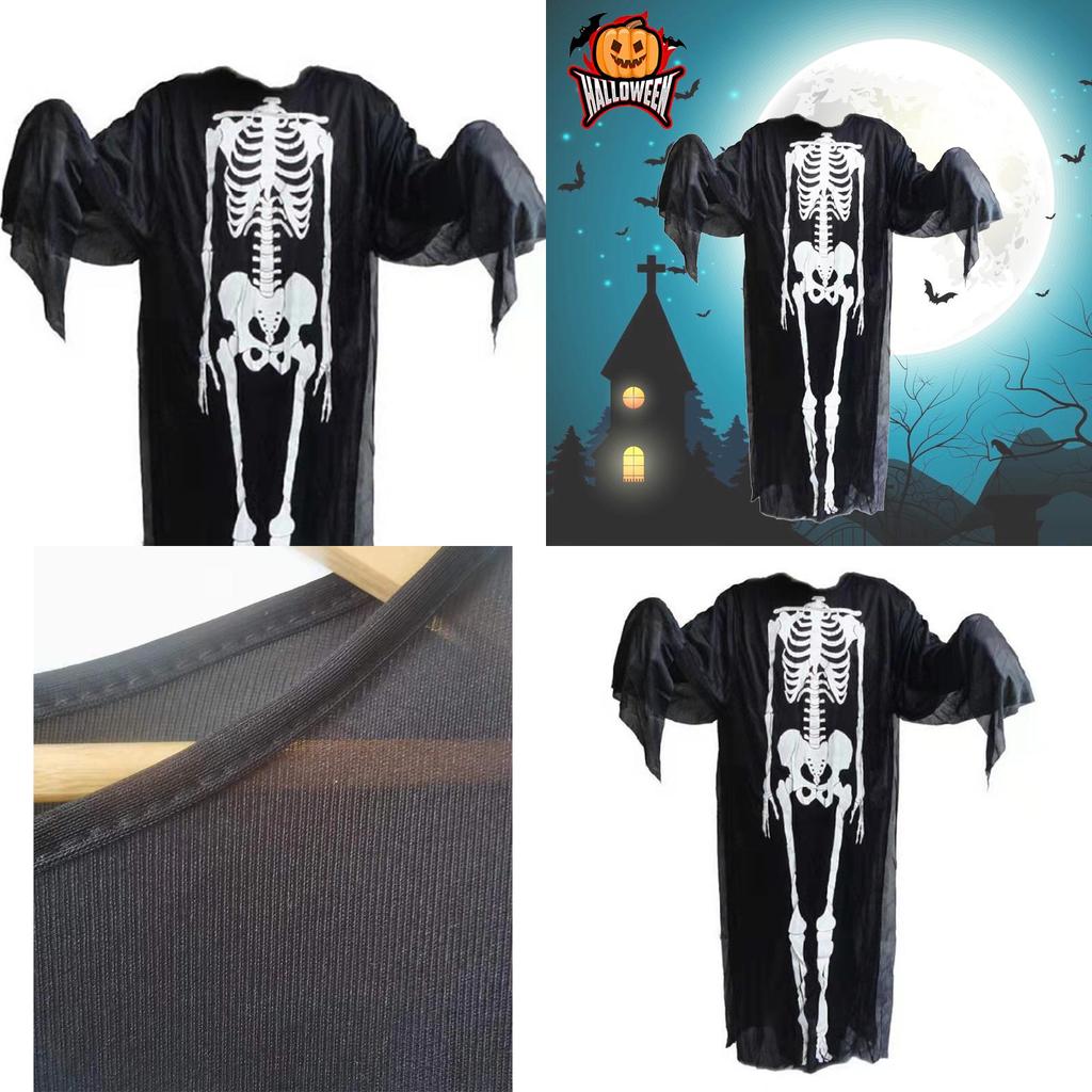 Halloween Skeleton Ghost Fancy Dress Cosplay Costume For Adults And Kids