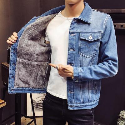 Herbst und Winter Neue Mode Einfarbig Plus Kaschmir Denim Jacke männer Casual Lose Dicke Warme Große Größe Jacke m-4XL
