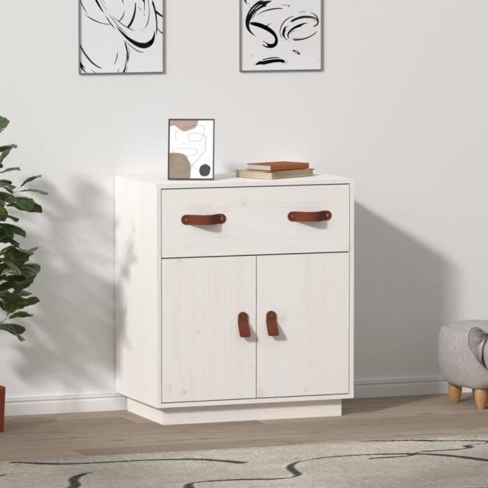 VidaXL Buffet Blanc 65,5x40x75 cm Bois massif de pin 820128