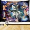 Fantasy Universe Galaxy Cat Tapestry Funny Cool Astronaut Kitty for Boys Kids Bedroom Living Room Dorm Decor