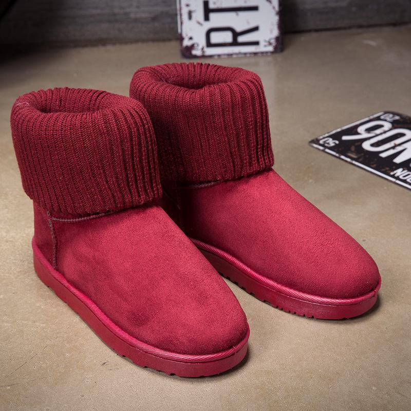Fashion Classic Quality Winter Women's Shoes Knitting Woolen Edge Woman Snow Boots Female Ankle Boots Warm Cotton Shoes WSH4997