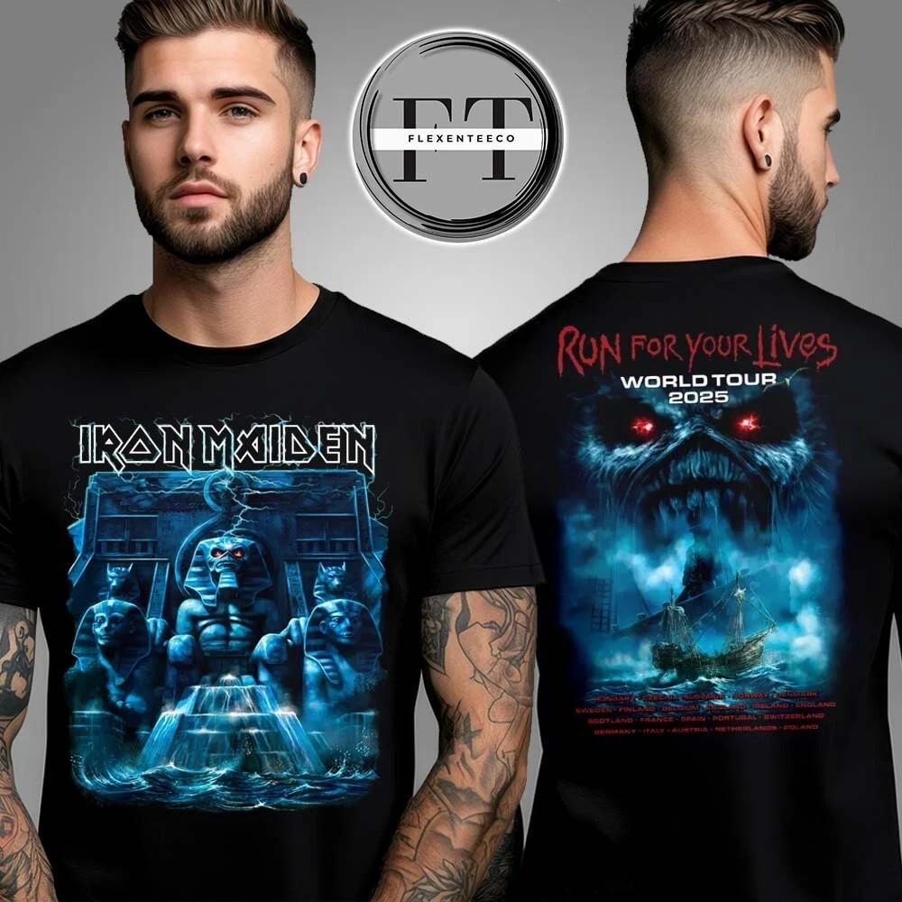 РЕДКИЙ! Iron Maiden Powerslave Mariner Тур 2025 Двусторонняя Унисекс Футболка Все Размеры Унисекс Футболка S