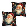 2Pcs Christmas Tree Pillowcase Santa Claus Snowman Pattern Zipper Invisible Lightweight Breathable Winter Pillow Cover