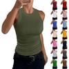 Women's Summer Fashion Casual Color Round Neck Sleeveless Top Tight Tank Top