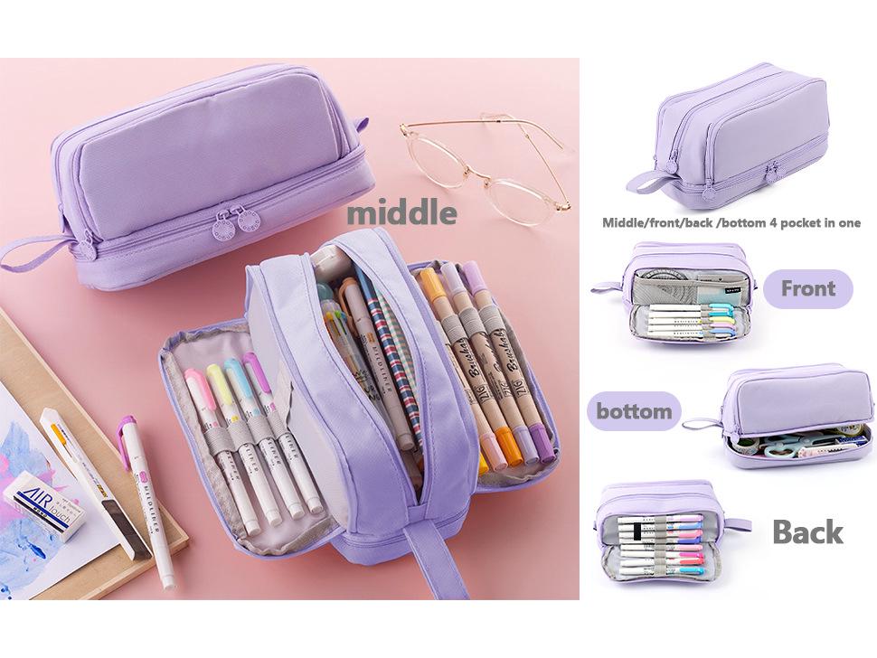 Dual-Compartment Large Capacity Student Pencil Case