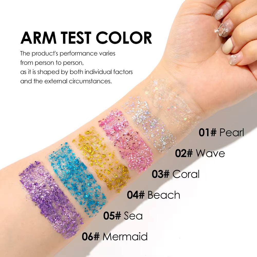 6 Color Sequins Glitter Gel Stick White Silver Pink Eyeshadow Face Body Painting Brighten Stage Makeup Flash Loose Sequins Cream