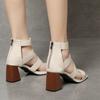 Fashion Block Heel Roman Style Sandals for Women Summer 2024 Chunky Zip Heeled Pumps Footwear Thick Ladies Shoes High Heels The Best Vip