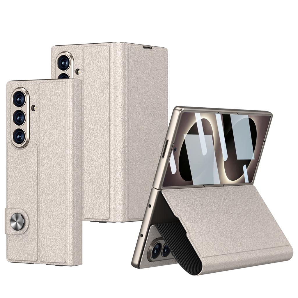 Plain Leather Card Package Case for Samsung Galaxy Z Fold 8 Ultra Front Screen Glass Fold Stand Cover for Galaxy Z Fold7 Case