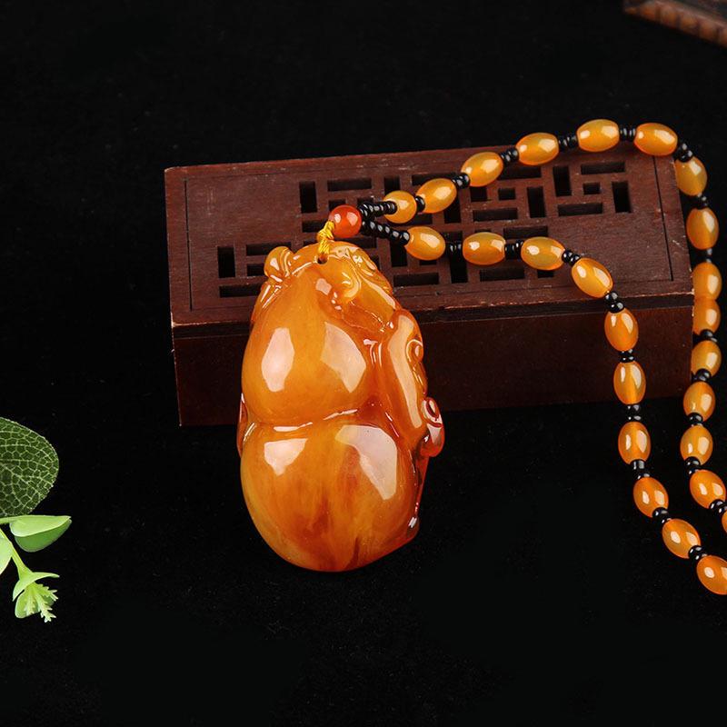 Vielseitige gelbe Bernstein Honigwachs Anhänger Halskette