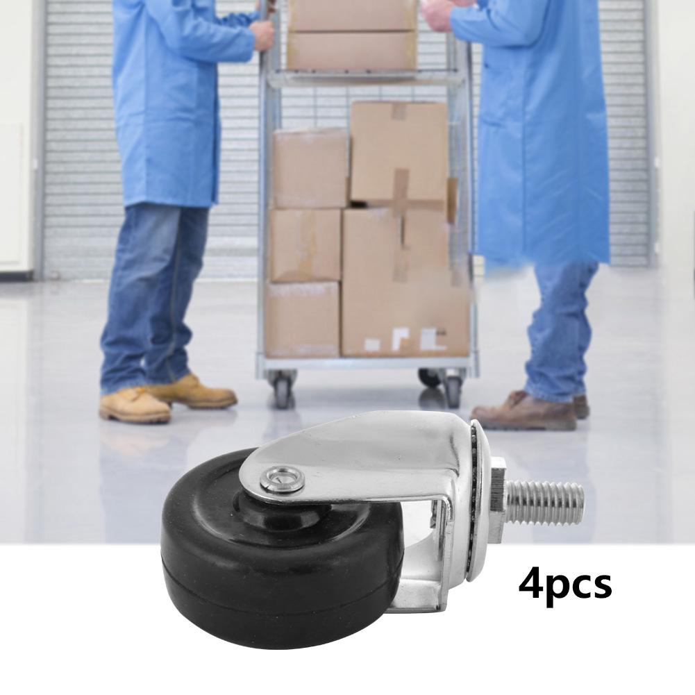 4pcs 2 Inch Swivel Caster Rubber Threaded Stem Roller Wheel for Trolley Furniture
