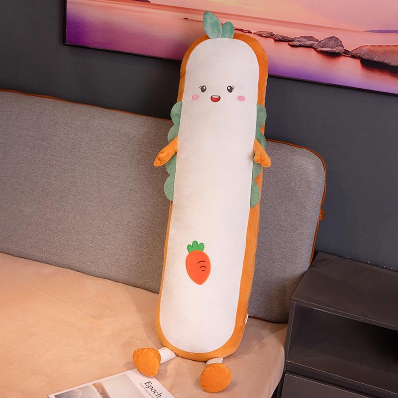 80-150Cm Cartoon Long Strip Fruit Plush Doll Pillow Cute Soft Vegetable Carrot Avocado Peach Plush Toy Home Decor Gift For Child