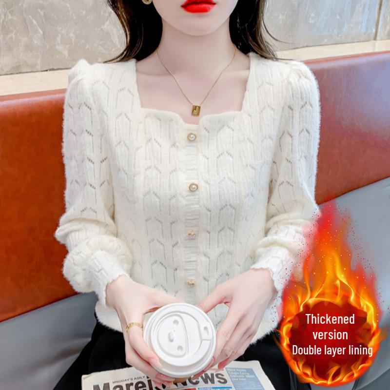 Cămașă de damă cu dantelă pentru dedesubt - Mânecă lungă, Slim, La modă pentru toamna și iarna 2023