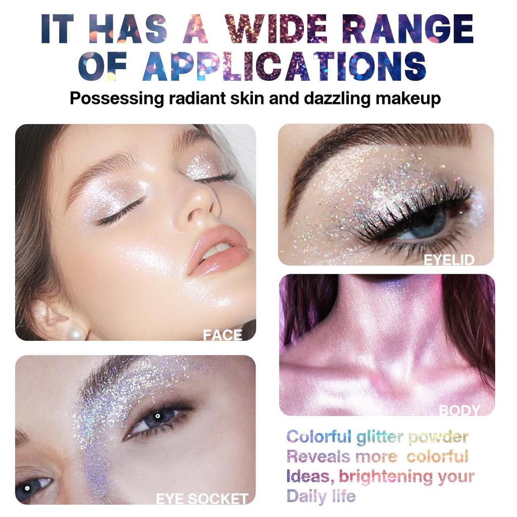 9 Colors Party Glitter Stick, Rotating Mermaid Face Glitter Stick, Rainbow Glitter for Face/Body/Hair/Eye, Washable Glitter-16g