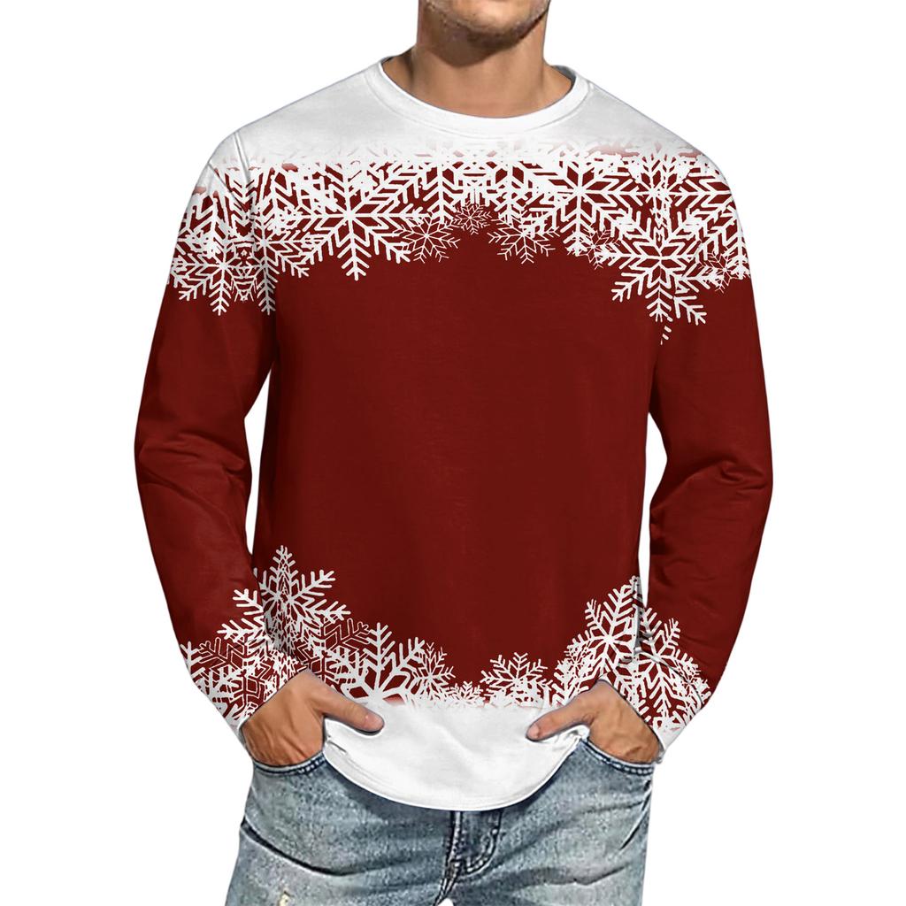 Herre Juleprintet Imitert Bomull Langermet Skjorte