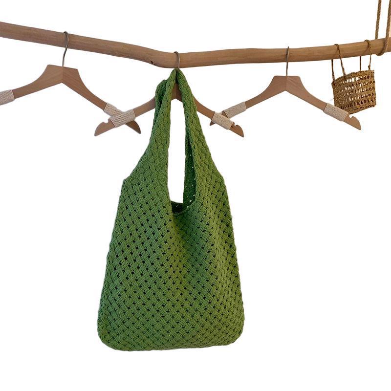 Retro Knitted Wool Tote Bag - Women's Handmade Shoulder Handbag