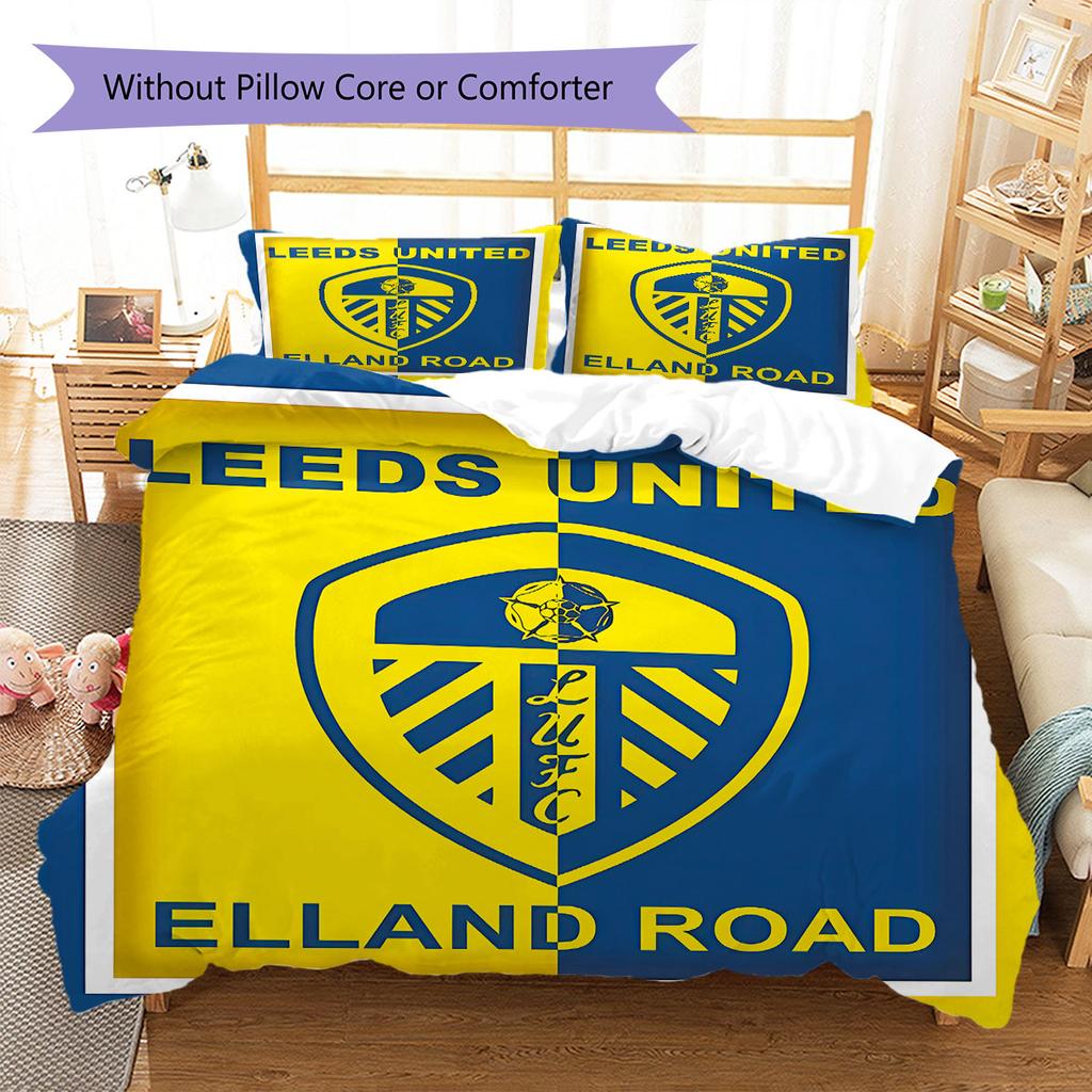 Leeds United F.C Pattern Bedding,Quilt Set Quilt Cover Pillowcase Home Birthday Gift(1 * duvet cover + 2 * pillowcase, without core)
