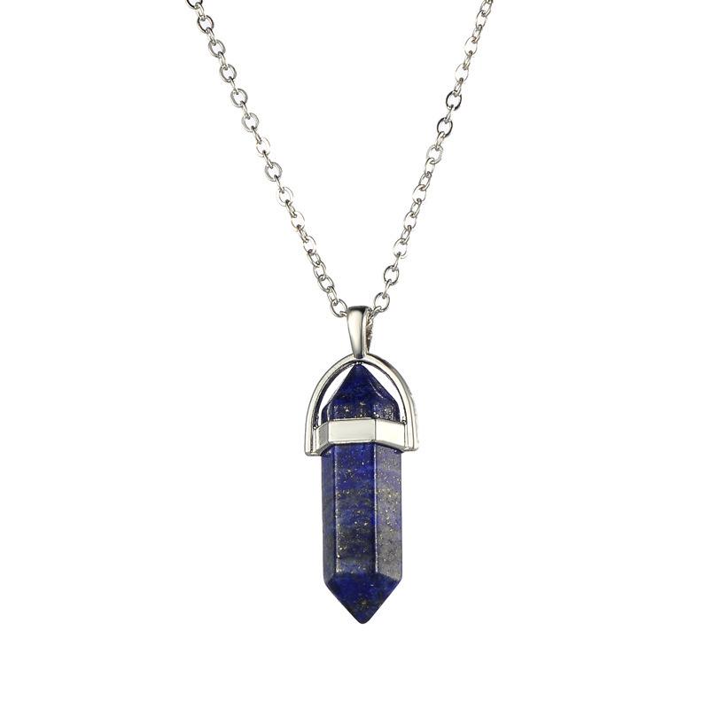 Elegant European & American Hexagonal Amethyst Crystal Necklace