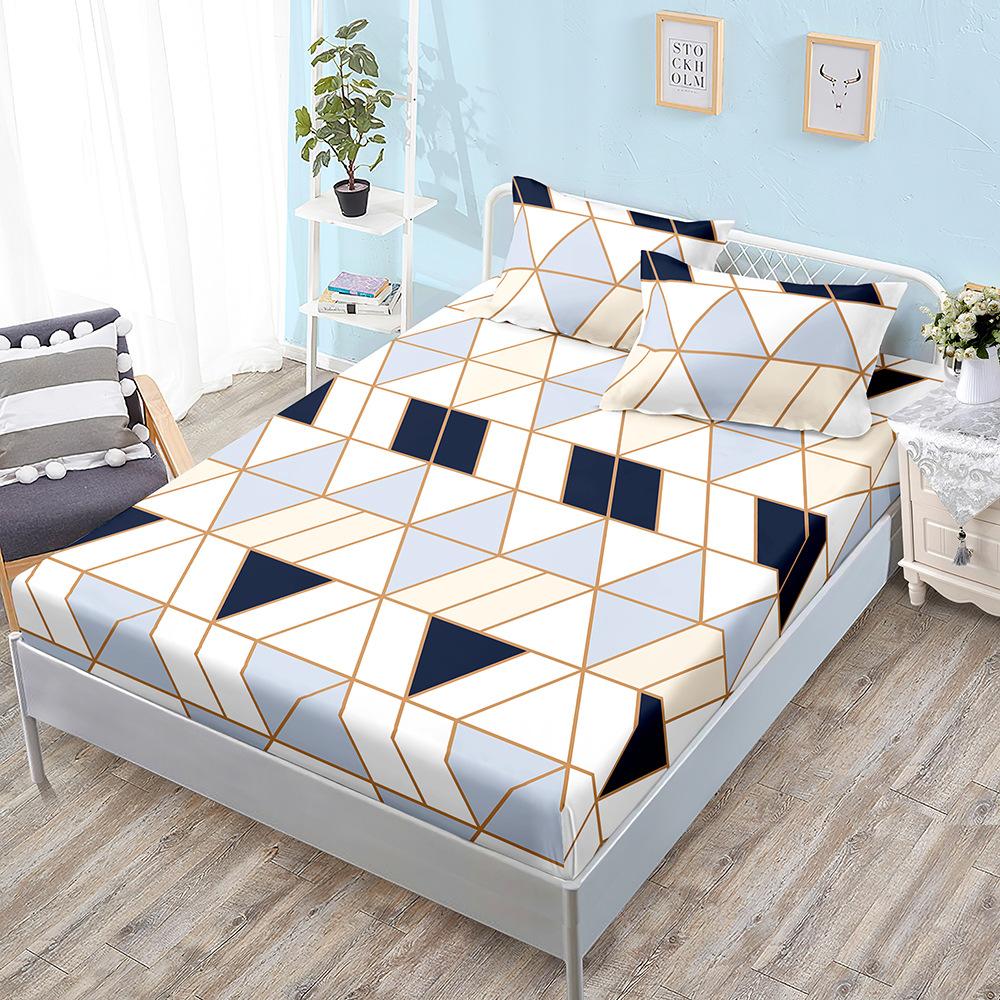 Simple Wind Mattress Three-Piece Set Geometric Line Bed Sheet All-Inclusive Mattress Protective Cover