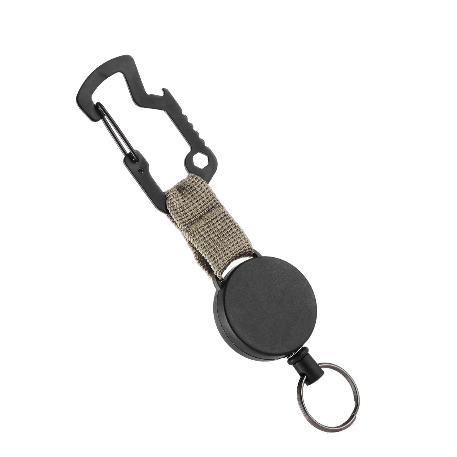 

Retractable Pull Badges Holder Steel Wire Rope Buckle Key Holder Reel Carabiner Keychain Outdoor Keychain Tool хакі