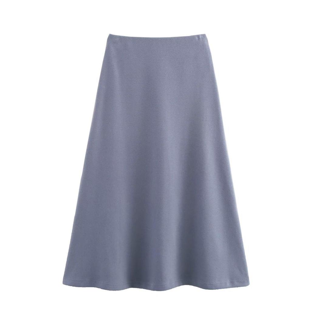 Women's Round Neck Knitted Top + A-Line Skirt Set