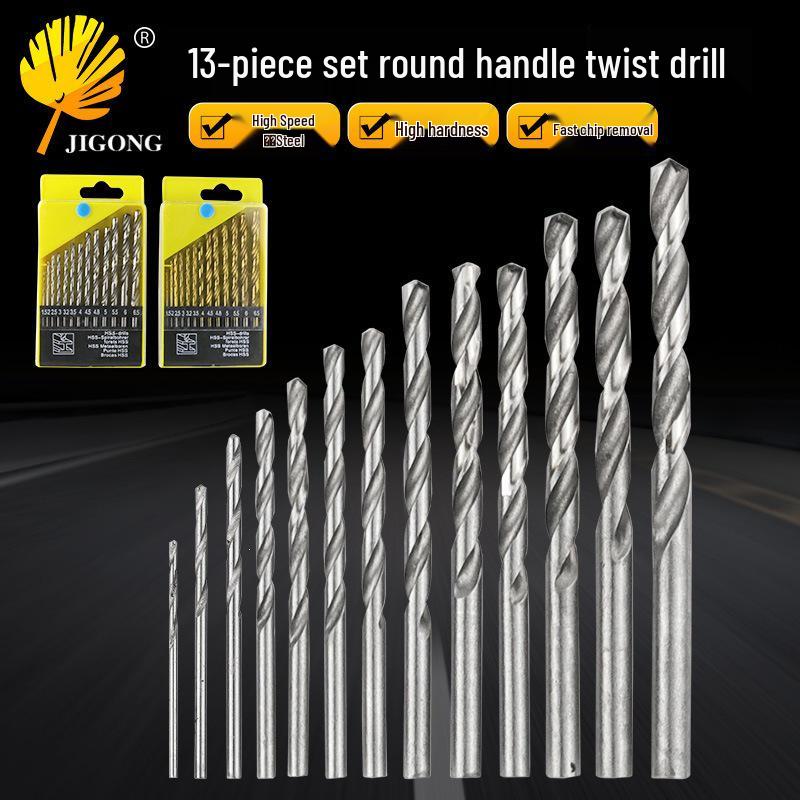 White Titanium-Plated High-Speed Steel Twist Drill Bit Set, 1.5mm-6.5mm, for Electric Drills.