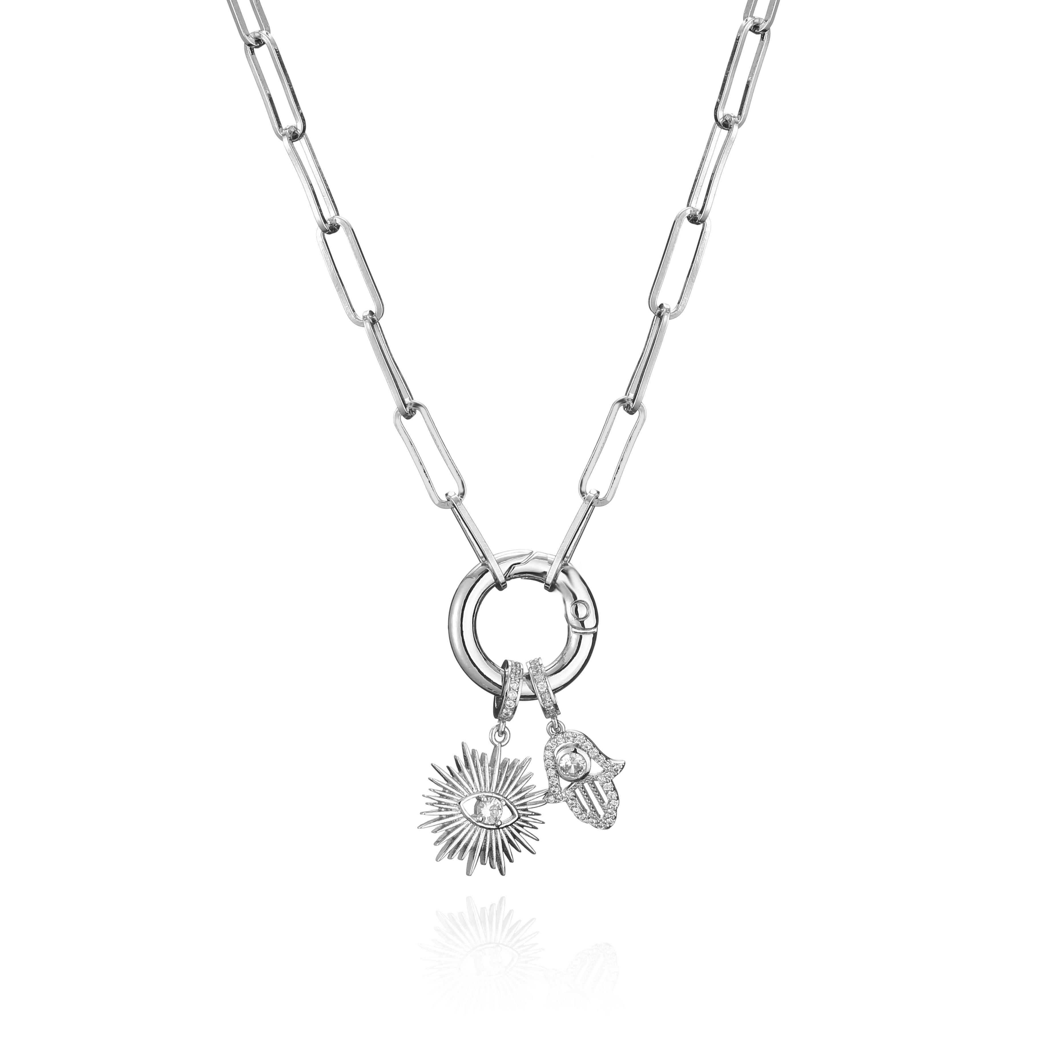 

HECHENG,Hand Lucky Eyes Chain Necklace for Women,CZ Fashion Zircon Gifts Wholesale Dropshipping 43cm мідний