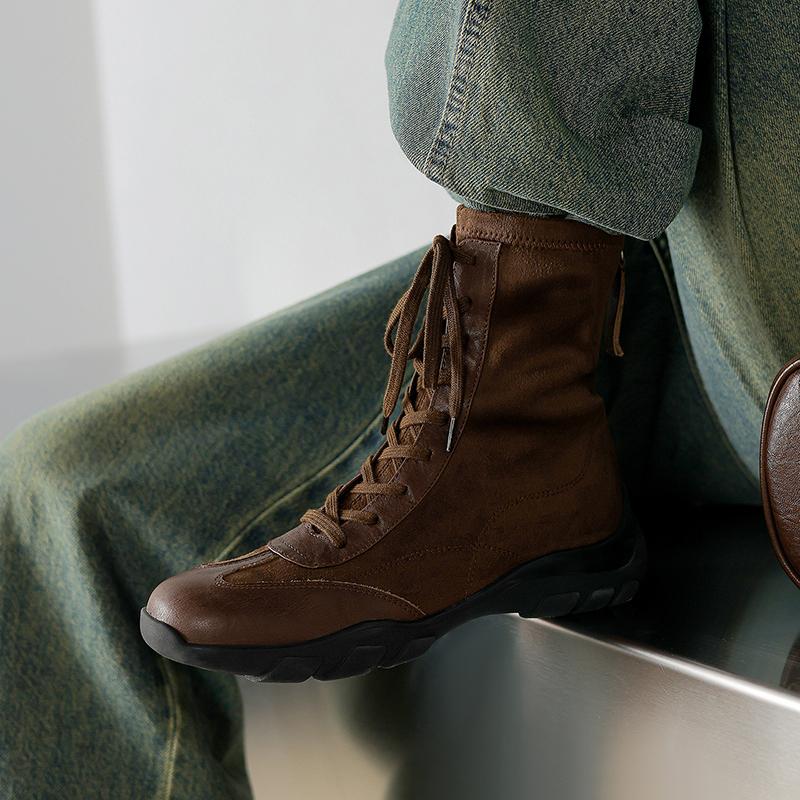 Fashion 2025 New Autumn Women Boots Round Toe Chunky Heel Shoes Women Shoes Ankle Boots Chelsea Motorcycle Boots Retro Shoes