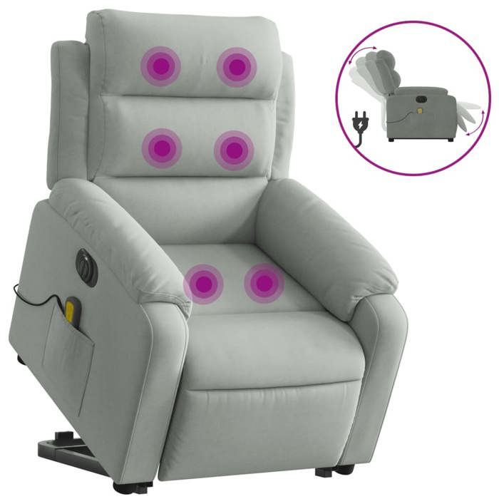 VidaXL Fauteuil Inclinable de Massage Électrique, Chaise de Relaxation avec Dossier et Repose-pied Réglables, Siège de 3205125
