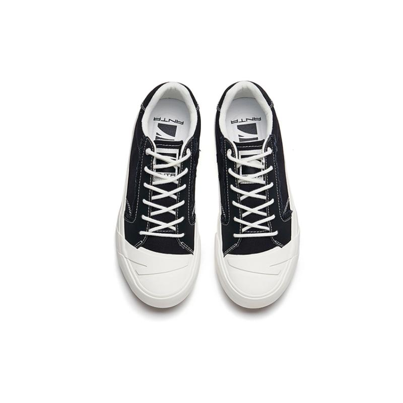 Anta Anti-Slip Wear-Resistant Low-Top Canvas Shoes Women's Black White Sneakers 122228077S-2