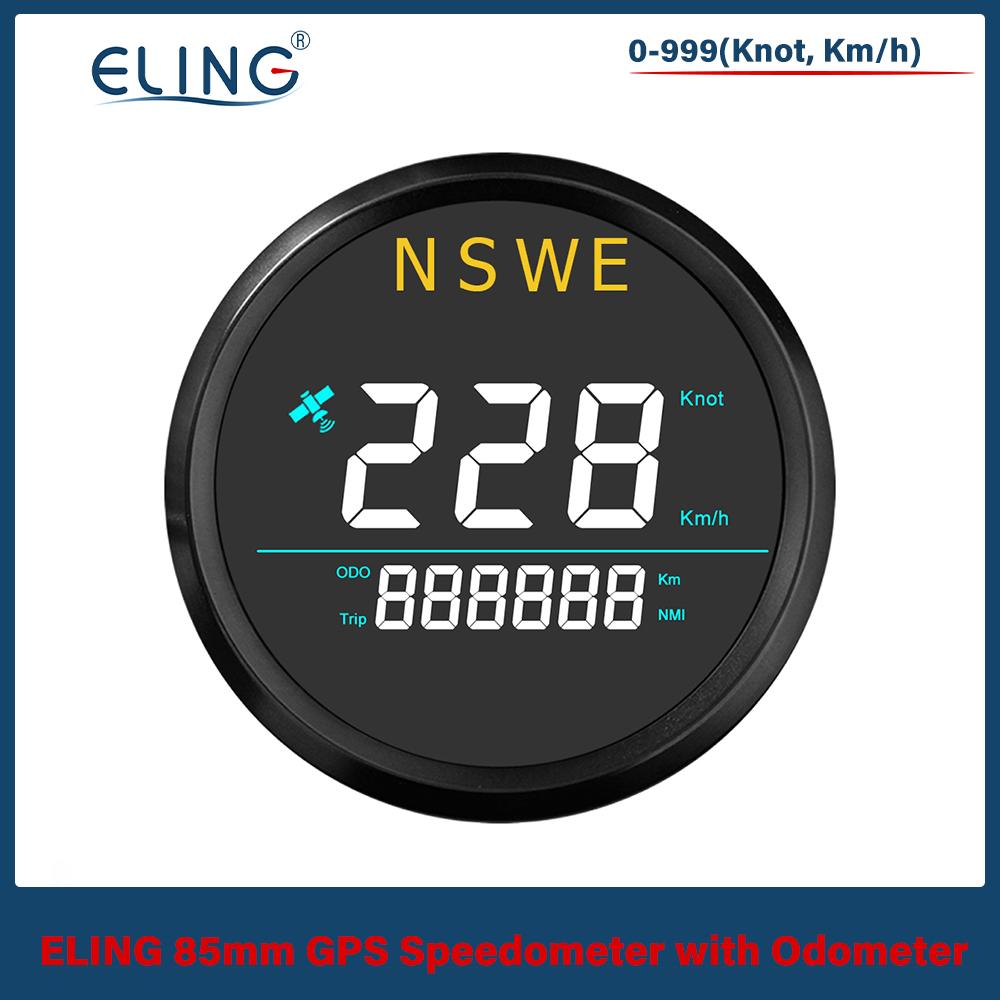 ELING Universal Marine 85mm Digital GPS Speedometer 0-999 (Knots, Km/h) with Backlight GPS Antenna for Sailboat Yacht 12V 24V