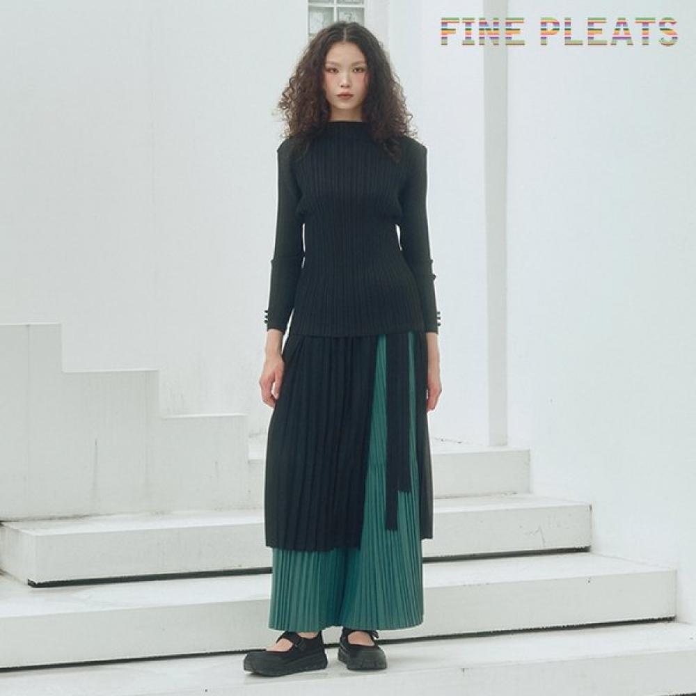 Fine Pleats Black Layered Wrap Skirt FREE