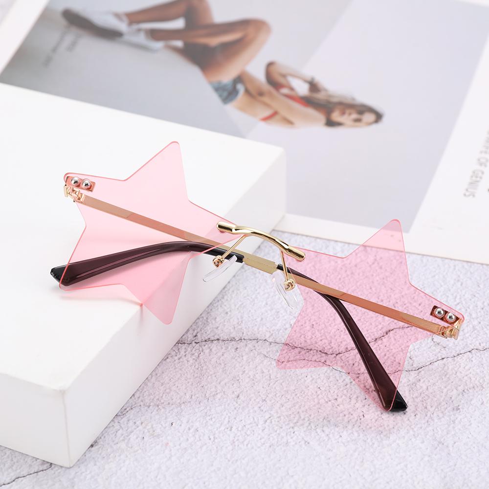1pc Rimless Star Shape Sunglasses Driving Trendy Eyeglasses Women Men Party Glasses Funny Pentagram Eyewear Christmas Decor