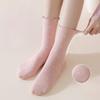 Black Fungus Polka Dot Pile Socks, Women's Mid-calf Socks, Casual Cotton Socks, Versatile Solid Color Ballet-style Cute Long Socks