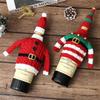 1Set Knitted Clothing Sweet Bottle Decoration Ambience Decoration Acrylic Christmas Red Striped Pattern Champagne Protector