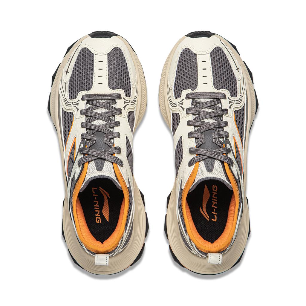 Li Ning Slip Resistant, Abrasion Resistant, Breathable Low top Chunky Sneakers Men's Greige AGCW055-1