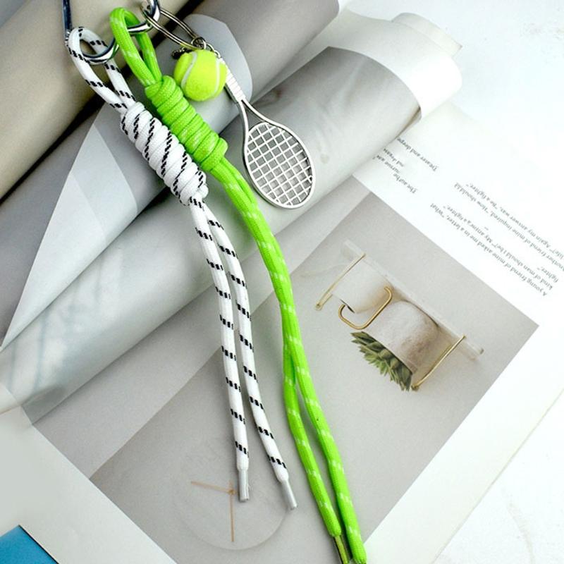 Elegant Color Panel Tennis Keychain Charm For Bags Access Modern Couple Gift Permanent Mixture Rope Thin Addition