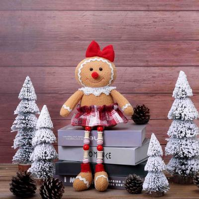 Christmas Doll Large Size Plush Gingerbread Man Boy Girl Figures with Chef Hat Bowknot Ornament